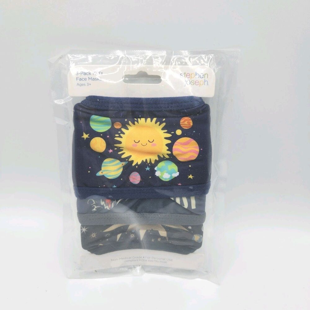 Stephen Joseph NEW 3 pk UNISEX Face Cover Mask Ages 3 & up